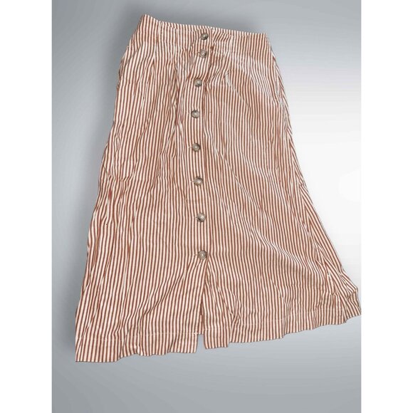 Madewell Dresses & Skirts - Red Striped Madewell Button Down Midi-Skirt Nwt Sz 2